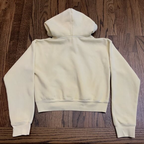 J.Crew Heritage Fleece Cropped Pale Yellow Pullover Women's Hoodie Size S - Picture 2 of 3
